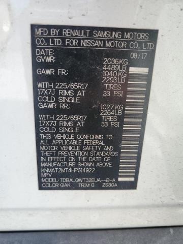 KNMAT2MT4HP614922 - 2017 NISSAN ROGUE S WHITE photo 13