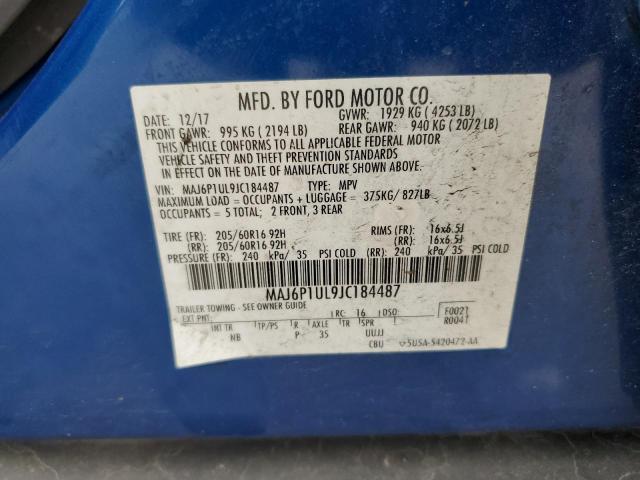 MAJ6P1UL9JC184487 - 2018 FORD ECOSPORT SE Синий фото 14