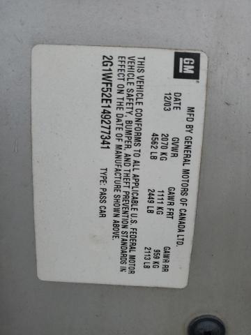 2G1WF52E149277341 - 2004 CHEVROLET IMPALA CREAM photo 12