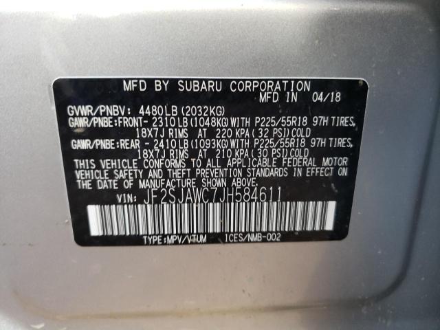 JF2SJAWC7JH584611 - 2018 SUBARU FORESTER 2.5I TOURING SILVER photo 12