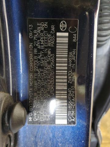 JTDKN3DU7D1725653 - 2013 TOYOTA PRIUS 蓝色 照片 12