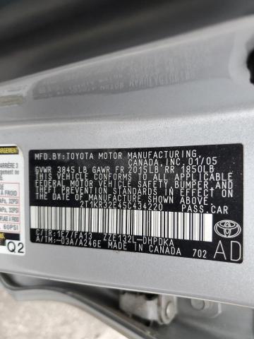 2T1KR32E45C434220 - 2005 TOYOTA COROLLA MA XR SILVER photo 13