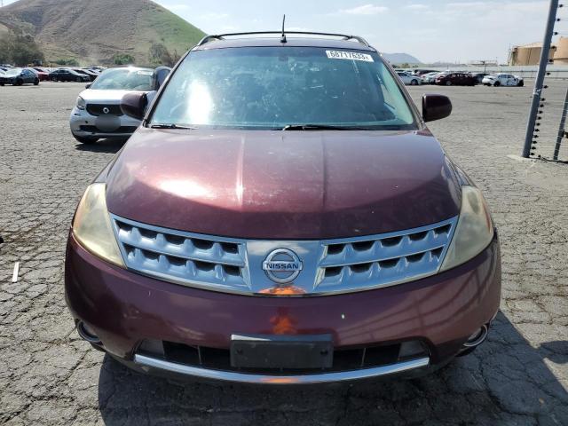 JN8AZ08T46W421769 - 2006 NISSAN MURANO SL BURGUNDY photo 5