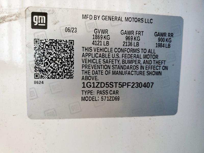 1G1ZD5ST5PF230407 - 2023 CHEVROLET MALIBU LT 白色 照片 13