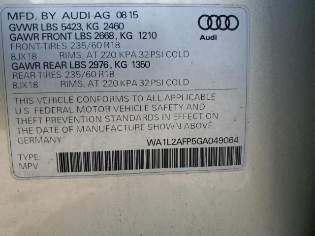 WA1L2AFP5GA049064 - 2016 AUDI Q5 PREMIUM PLUS 银色 照片 12