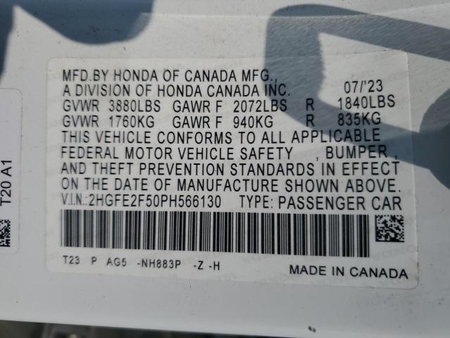 2HGFE2F50PH566130 - 2023 HONDA CIVIC SPORT 白色 照片 12