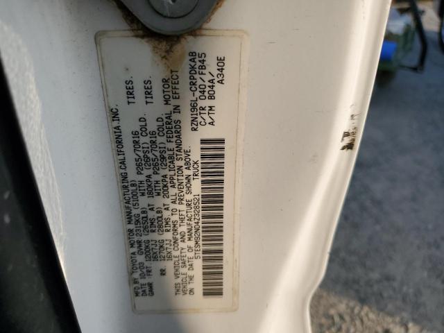 5TESM92N04Z328521 - 2004 TOYOTA TACOMA XTRACAB PRERUNNER თეთრი ფოტო 12