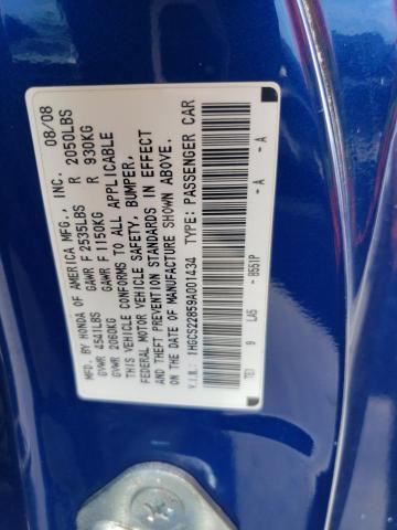 1HGCS22859A001434 - 2009 HONDA ACCORD EXL BLUE photo 12