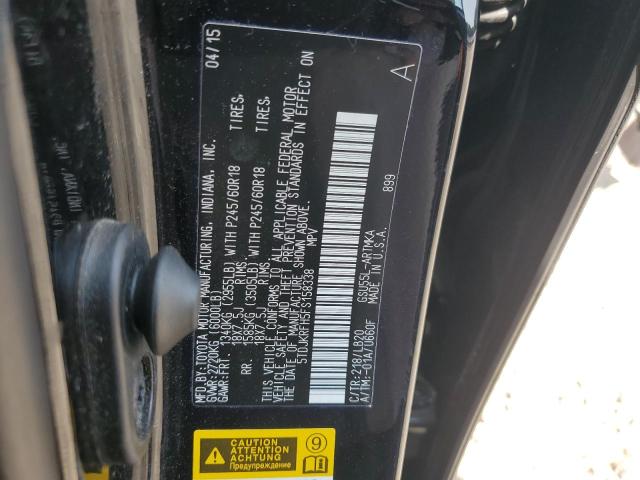 5TDJKRFH5FS158338 - 2015 TOYOTA HIGHLANDER XLE BLACK photo 13