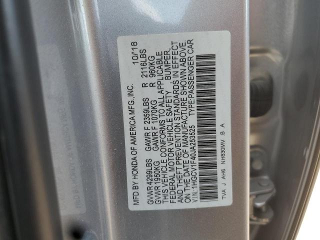 1HGCV1F40JA253525 - 2018 HONDA ACCORD EX 银色 照片 13