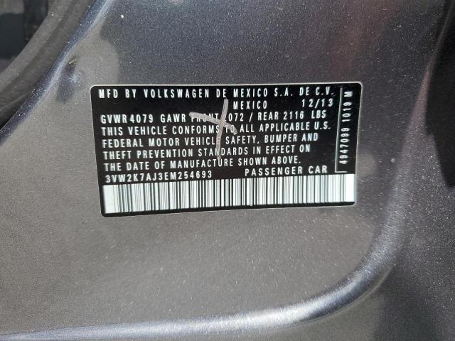 3VW2K7AJ3EM254693 - 2014 VOLKSWAGEN JETTA BASE GRAY photo 12