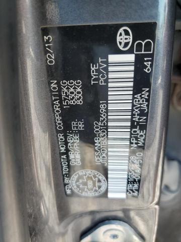 JTDKDTB33D1536981 - 2013 TOYOTA PRIUS C გრაფიტი ფოტო 13