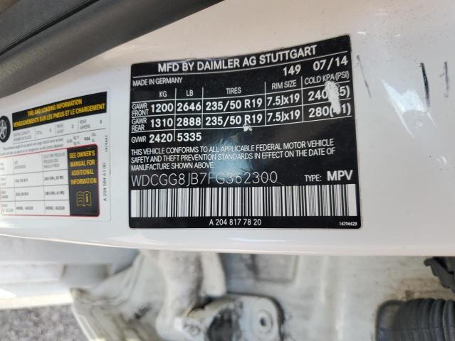 WDCGG8JB7FG362300 - 2015 MERCEDES-BENZ GLK 350 4MATIC WHITE photo 13