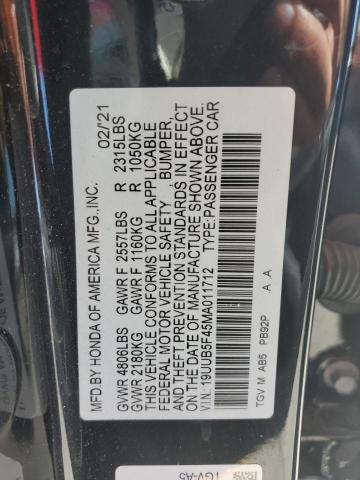 19UUB5F45MA011712 - 2021 ACURA TLX TECHNOLOGY შავი ფოტო 13
