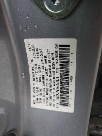 1HGCR2F88HA216634 - 2017 HONDA ACCORD EXL ვერცხლისფერი ფოტო 12