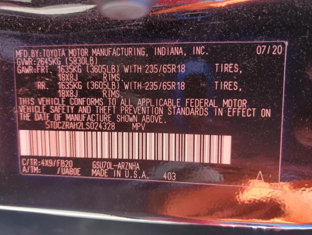 5TDCZRAH2LS024328 - 2020 TOYOTA HIGHLANDER L 黑色 照片 14