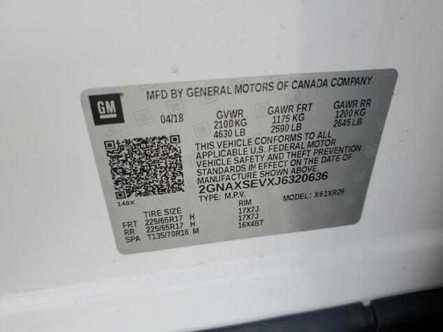 2GNAXSEVXJ6320636 - 2018 CHEVROLET EQUINOX LT 白色 照片 13