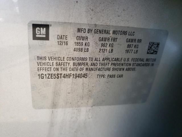 1G1ZE5ST4HF194045 - 2017 CHEVROLET MALIBU LT SILVER photo 12