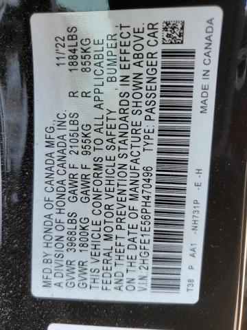 2HGFE1E56PH470496 - 2023 HONDA CIVIC SI BLACK photo 12