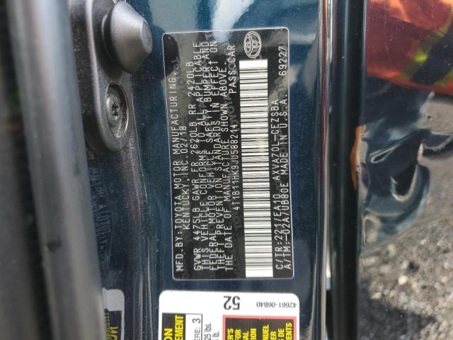 4T1B11HK9JU588214 - 2018 TOYOTA CAMRY L BLUE photo 12