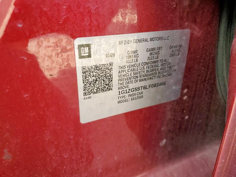 1G1ZG5ST6LF083466 - 2020 CHEVROLET MALIBU RS BURGUNDY photo 12