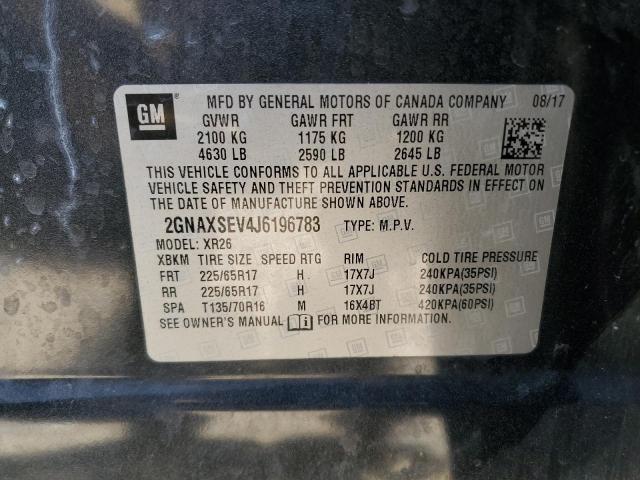 2GNAXSEV4J6196783 - 2018 CHEVROLET EQUINOX LT 灰色 照片 14