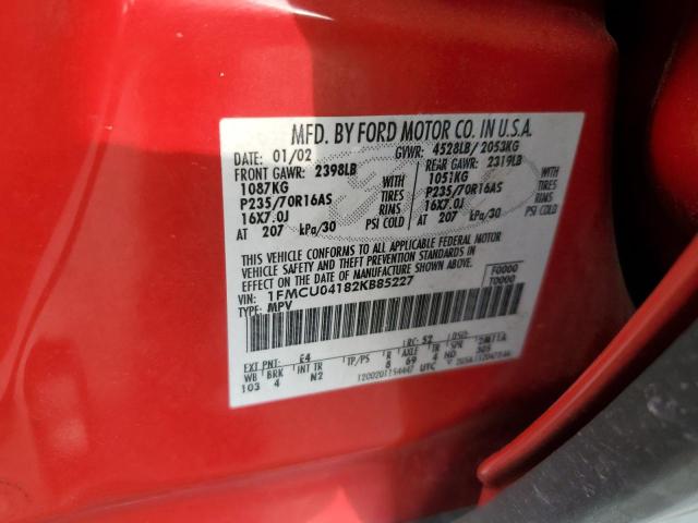 1FMCU04182KB85227 - 2002 FORD ESCAPE XLT RED photo 13