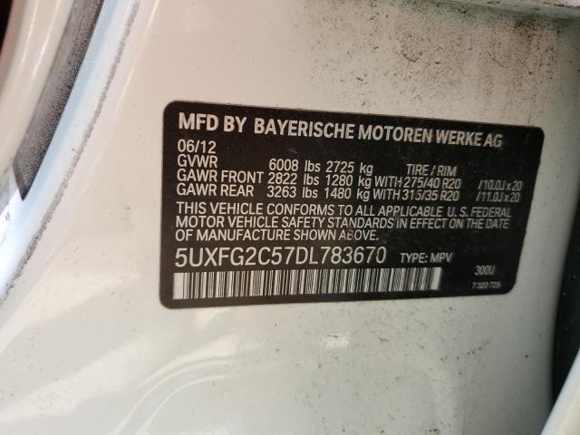 5UXFG2C57DL783670 - 2013 BMW X6 XDRIVE35I WHITE photo 13