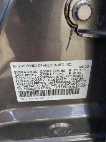 19UDE2F73LA010590 - 2020 ACURA ILX PREMIUM GRAY photo 12