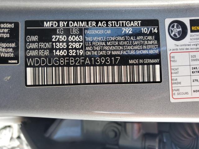 WDDUG8FB2FA139317 - 2015 MERCEDES-BENZ S 550 4MATIC GRAY photo 12