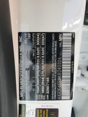 4JGDF6EE8KB240326 - 2019 MERCEDES-BENZ GLS 450 4MATIC WHITE photo 13