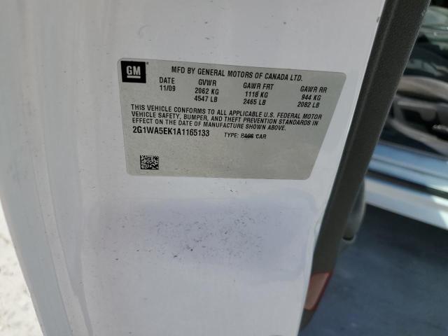 2G1WA5EK1A1165133 - 2010 CHEVROLET IMPALA LS WHITE photo 12