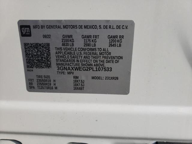 3GNAXWEG2PL107533 - 2023 CHEVROLET EQUINOX RS WHITE photo 13