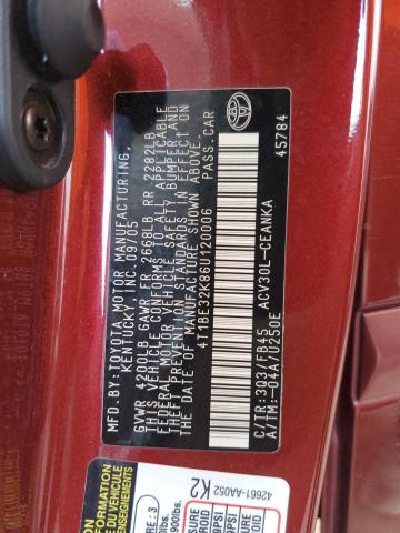 4T1BE32K86U120006 - 2006 TOYOTA CAMRY LE 红色 照片 13