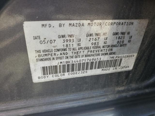 JM1BK344071769653 - 2007 MAZDA 3 HATCHBACK GRAY photo 12