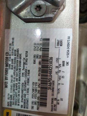 3FA6P0LU4KR255036 - 2019 FORD FUSION SE TAN photo 13