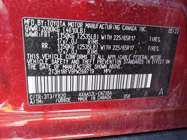 2T3H1RFV9PW268719 - 2023 TOYOTA RAV4 LE 红色 照片 12