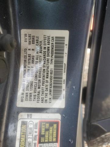 JHMFA36249S018521 - 2009 HONDA CIVIC HYBRID ნაცრისფერი ფოტო 12