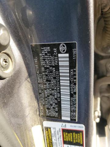 4T1BF1FK2CU133230 - 2012 TOYOTA CAMRY BASE GRAY photo 13