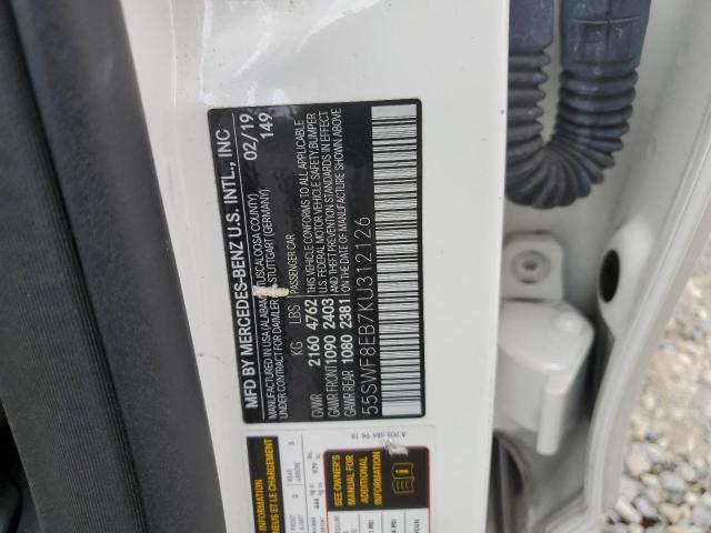 55SWF8EB7KU312126 - 2019 MERCEDES-BENZ C 300 4MATIC WHITE photo 12