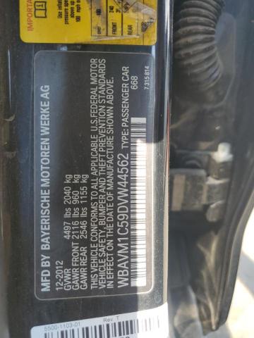 WBAVM1C59DVW44562 - 2013 BMW X1 SDRIVE28I BLACK photo 12