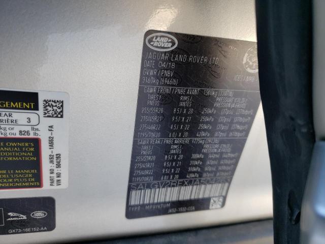 SALGV2REXJA504263 - 2018 LAND ROVER RANGE ROVE AUTOBIOGRAPHY SILVER photo 14