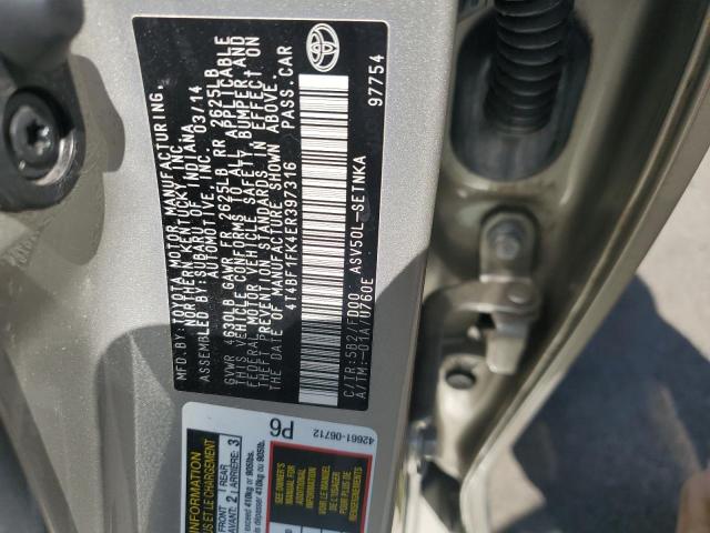 4T4BF1FK4ER397316 - 2014 TOYOTA CAMRY L CREAM photo 13