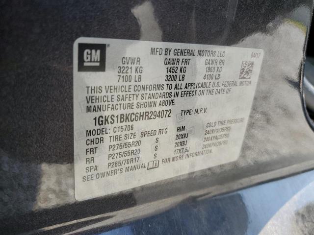 1GKS1BKC6HR294072 - 2017 GMC YUKON SLT BLACK photo 13