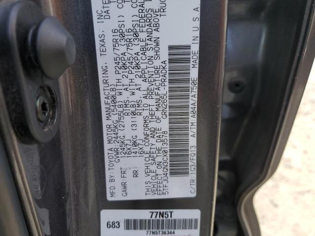 5TFJU4GN3CX013578 - 2012 TOYOTA TACOMA DOUBLE CAB PRERUNNER GRAY photo 13