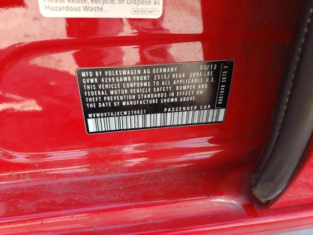 WVWHV7AJXCW270021 - 2012 VOLKSWAGEN GTI წითელი ფოტო 13