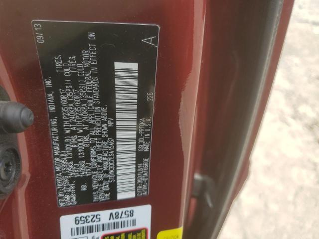 5TDYK3DC7ES415467 - 2014 TOYOTA SIENNA XLE BURGUNDY photo 13