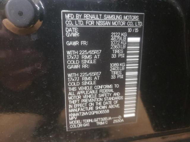 KNMAT2MV2GP606558 - 2016 NISSAN ROGUE S Қара фото 13