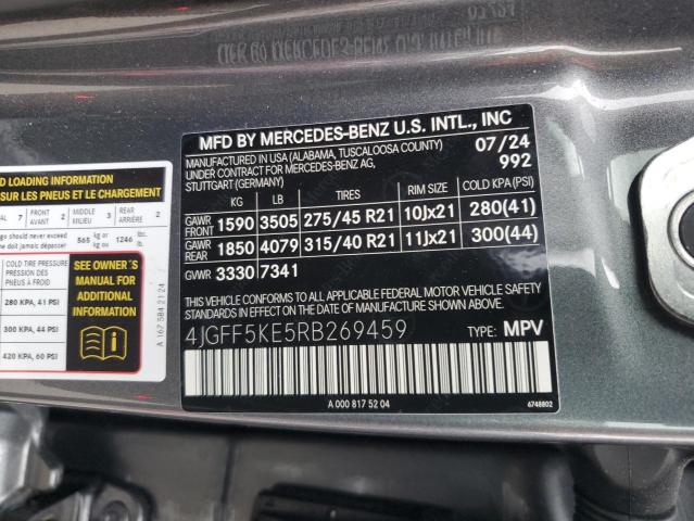4JGFF5KE5RB269459 - 2024 MERCEDES-BENZ GLS 450 4MATIC GRAY photo 13