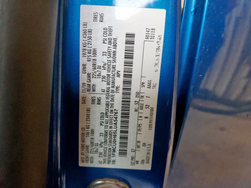 1FMCU0H65LUA54767 - 2020 FORD ESCAPE SEL BLUE photo 13